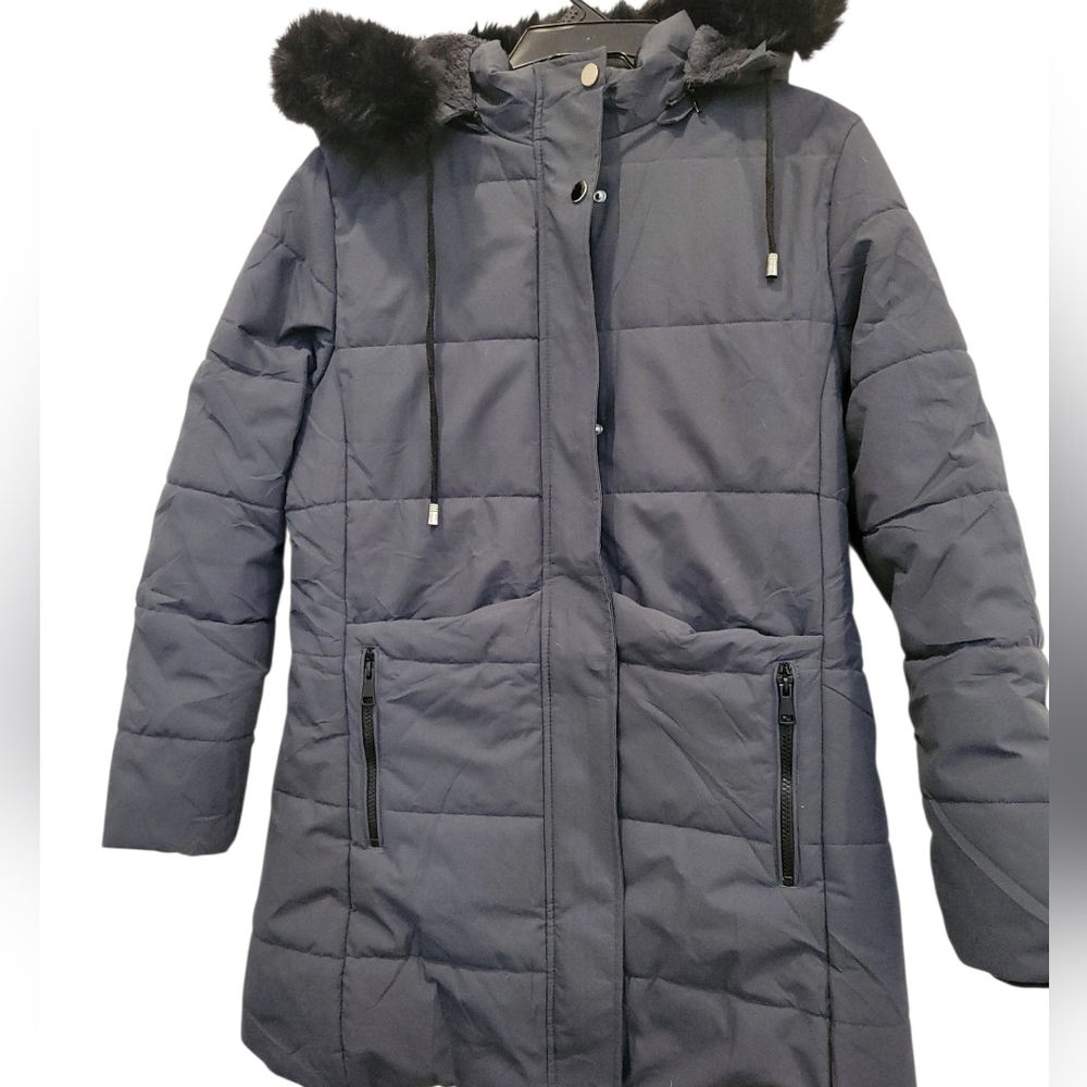 Puffer Coat Amazom Brand Hood Fur Trim Warm Cozy Med - Picture 2 of 14